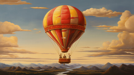 A painting of a hot air balloon