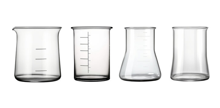 Set of mock-up beaker isolated on transparent background.