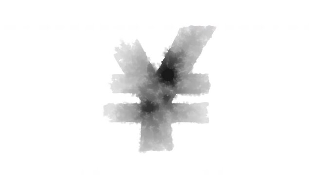 Animated ink blot forms Yen mark (This animation can be easily combined using the "Multiply" blend mode)