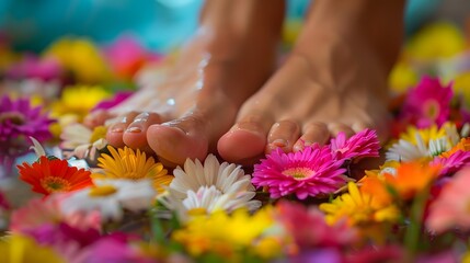 Obraz na płótnie Canvas Feet and flowers ready for a massage