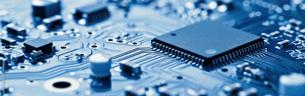 Aufkleber close-up of computer circuit board banner.
