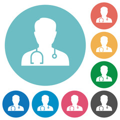 Doctor avatar flat round icons