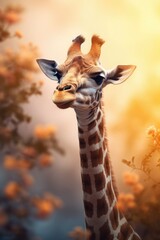 Giraffe on a beautiful sun background