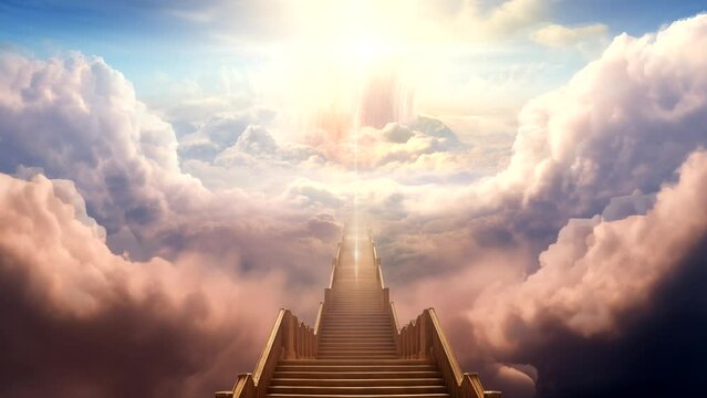 majestic Celestial Staircase that lead to the heavenly beauty on the horizon. Seamless looping 4k time-lapse virtual video animation background