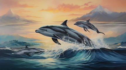 Zelfklevend Fotobehang Dolphins © Cybonix