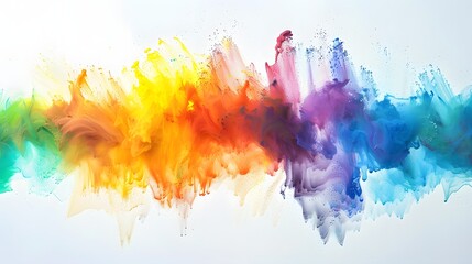 Rainbow multicolor paint explosion on a white background