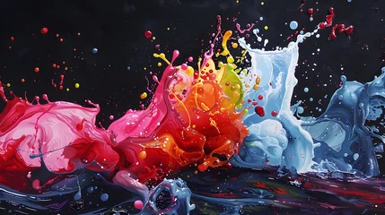 Papier Peint photo Lavable Papillons en grunge Rainbow multicolor paint splash on a white background