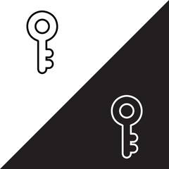 Key icon vector. Key sign symbol in trendy flat style. Key vector icon illustration isolated on white and black background