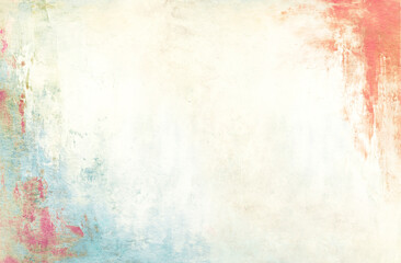 Bright colorful watercolor strips on retro paper texture. Colorful ink splashes of red and blue...