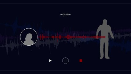 Man silhouette and woman silhouette with voice spectrum graphics. A recording of a call.
