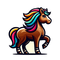  flat vector logo of a cute horse