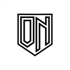 ON Letter Logo monogram shield geometric line inside shield isolated style design