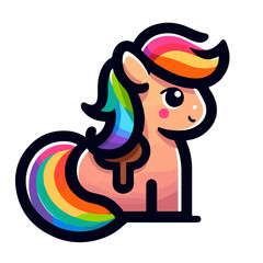  flat vector logo of a cute horse