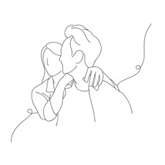 Line art romantic couple in love minimalist style