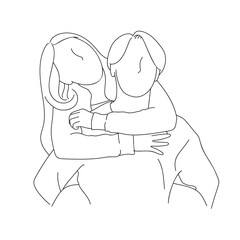 Romantic couple dating - single line art drawing