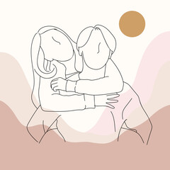 minimalistic illustration of a loving couple