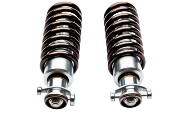 Pair of Shock Springs. A photograph showcasing a pair of shock springs. on a White or Clear Surface PNG Transparent Background.
