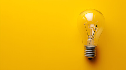 LED light bulb on yellow background concept of ideas, generative ai