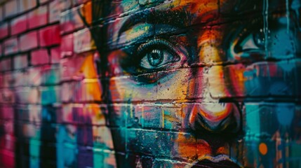 Vibrant street art depicting a human eye, representing urban culture and creative expression, perfect for themes of art and community