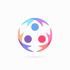 people and circle combination logo design concept, circle people logo