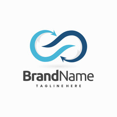 airplane with infinity symbol combination logo concept, infinity fly logo