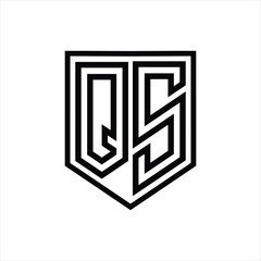 QS Letter Logo monogram shield geometric line inside shield isolated style design