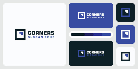 Vector logo design of arrow shape in square line corner.