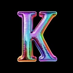 K Letter with 3D Holographic Chrome Effect.