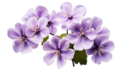 A Bunch of Purple Flowers. A vibrant cluster of purple flowers arranged. on a White or Clear Surface PNG Transparent Background. - Powered by Adobe