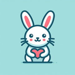 Obraz premium flat vector logo of a rabbit ,a cartoon of a rabbit ,Bunny rabbit toy isolated on white background
