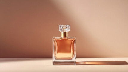 A minimal elegant perfume bottle. Parfumerie banner.