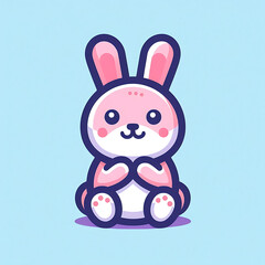 Obraz premium flat vector logo of a rabbit ,a cartoon of a rabbit ,Bunny rabbit toy isolated on white background