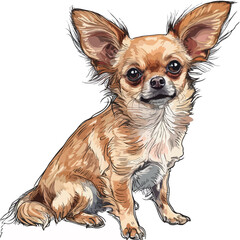 Chihuahua dog sitting on the ground. Vector illustration.