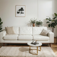 modern living room interior design with white sofa