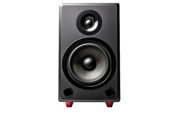 A photo featuring a pair of speakers. on a White or Clear Surface PNG Transparent Background.
