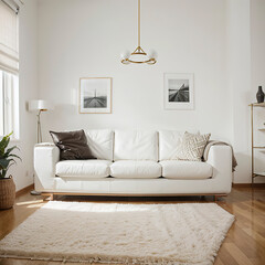 modern living room interior design with white sofa