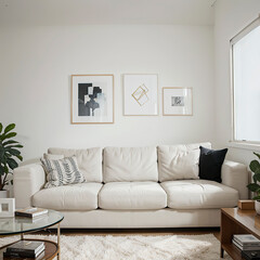 modern living room interior design with white sofa
