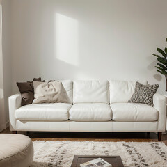 modern living room interior design with white sofa