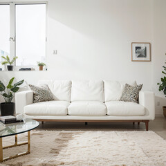 modern living room interior design with white sofa