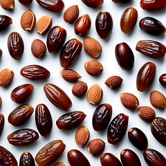 vector illustration date fruits with palm leaves isolated on the white background. tasty date fruits concept.