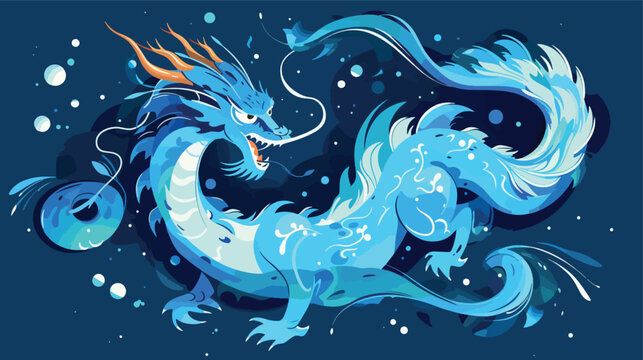 Blue Dragon Vector illustration isolated on white background.