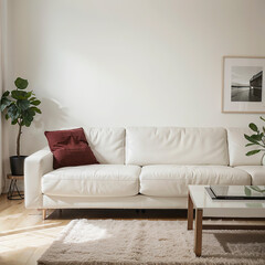 modern living room interior design with white sofa