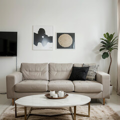modern living room interior design with white sofa