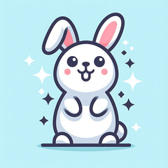 Obraz na płótnie Canvas flat vector logo of a rabbit ,a cartoon of a rabbit ,Bunny rabbit toy isolated on white background