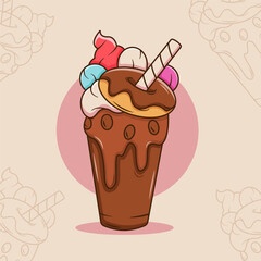 Chocolate Milkshake Drink Icon Illustration