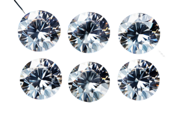 This photograph showcases four distinct types of diamonds .on a White or Clear Surface PNG Transparent Background.