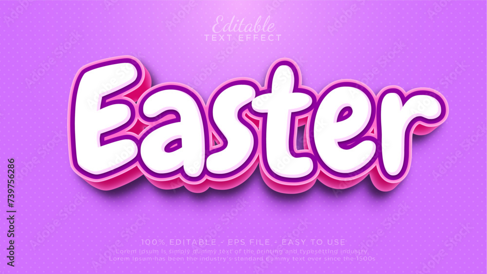Poster easter day text effect. editable text effect template