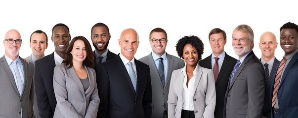 Group of ethnically diverse successful business team on white background - obrazy, fototapety, plakaty