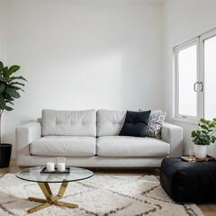 modern living room interior design with white sofa 