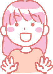 両手を広げ喜ぶ 若い女性のイラスト 3